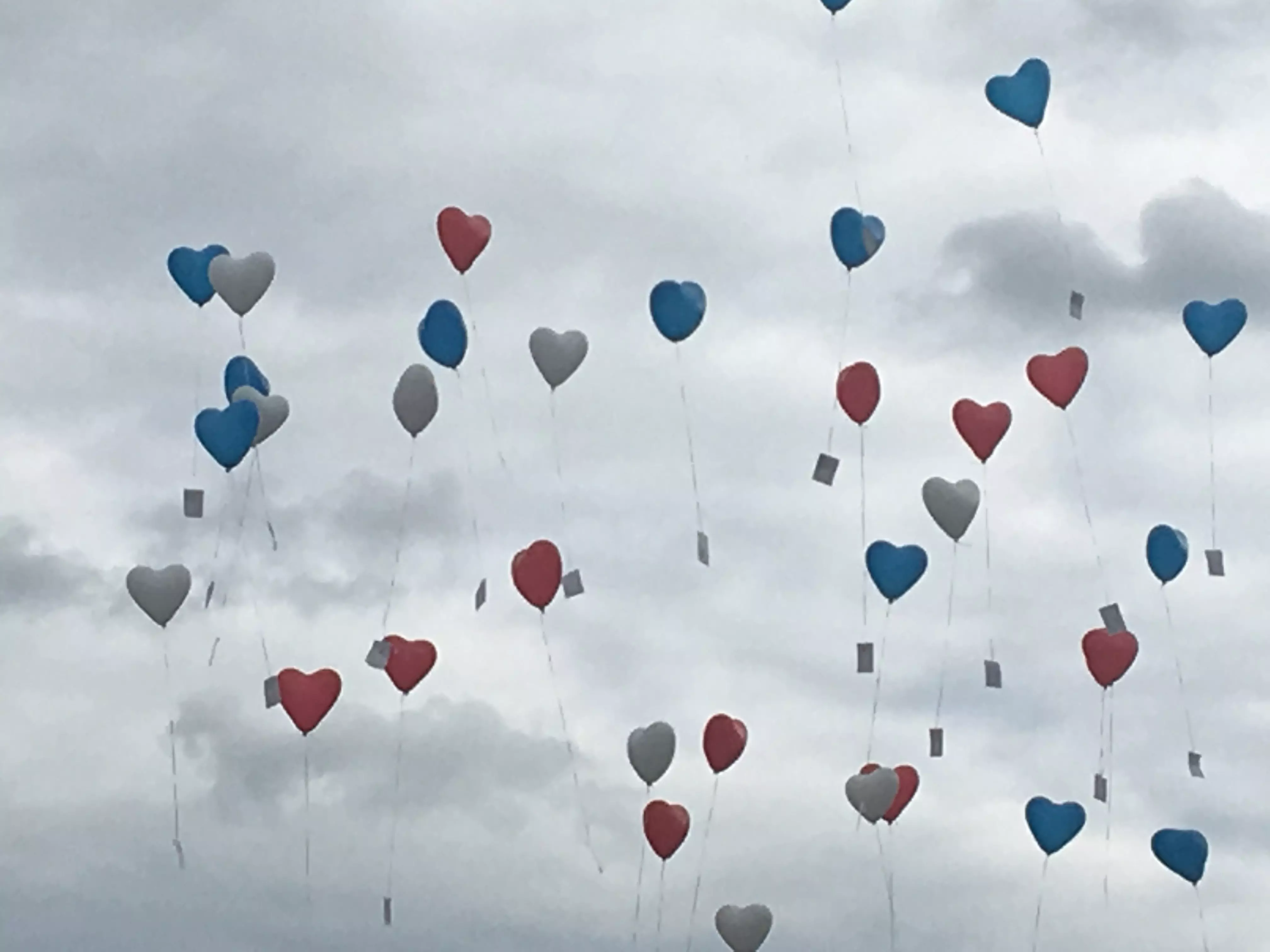 Herzluftballons in der Luft